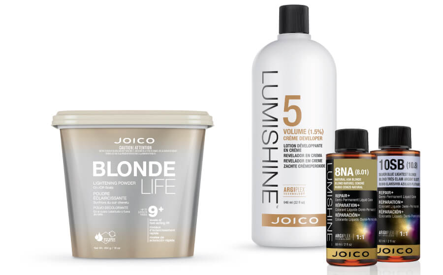 20181129_BoB_4 LumiShine developer, liquid color, and Blonde Life lightener bottles