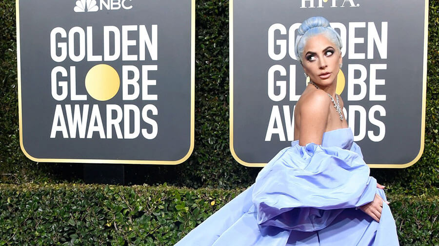 Lady Gaga Blue Hair at The Golden Globes