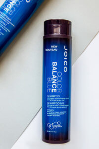 Color balance blue shampoo bottle