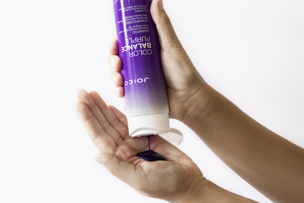 color-balance-purple-shampoo-in-hand Joico Color Balance Purple Shampoo in hand