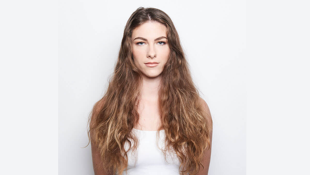 Silver blue siren hair color technique model before