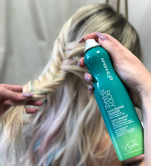 festival-hair Models Hair Braided with Body Shake Bottle