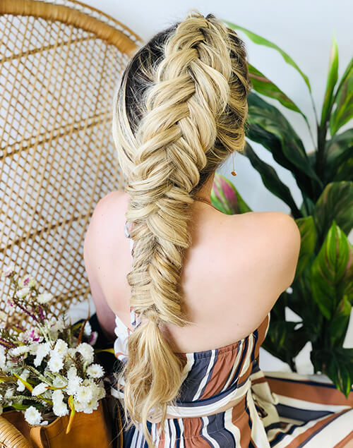 festival-hair2 Models thick long hair braided to the back