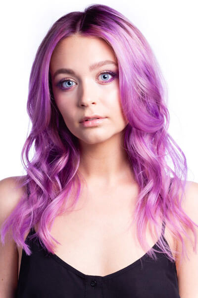 larisa-love-monthly-formula1 Larisa Love hair model showing purple hair color