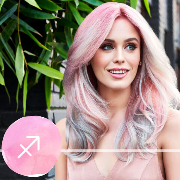 Sagittarius-horoscope-model Model with pastel pink hair