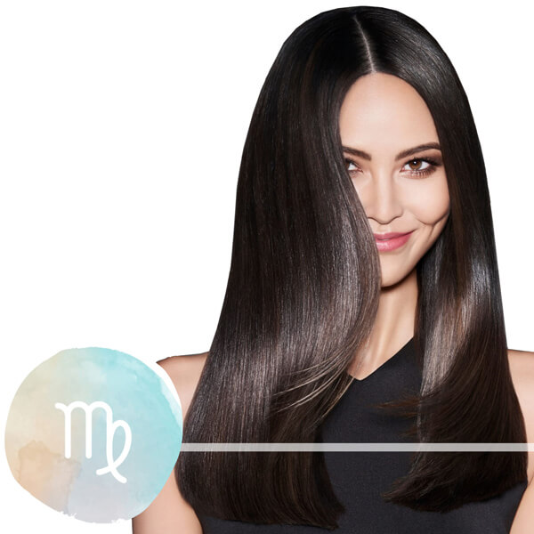 Virgo-horoscope-model Model with dark black silky hair