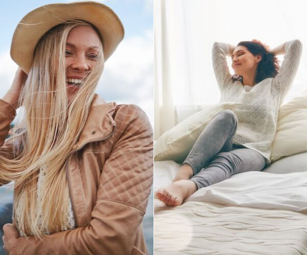 happy-at-every-age1 Girl smiling while hair blowing in wind, Girl lounging on couch