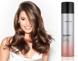 hide-grey-hair3 Model showing full volumious hair and Joico Dry Shampoo bottle