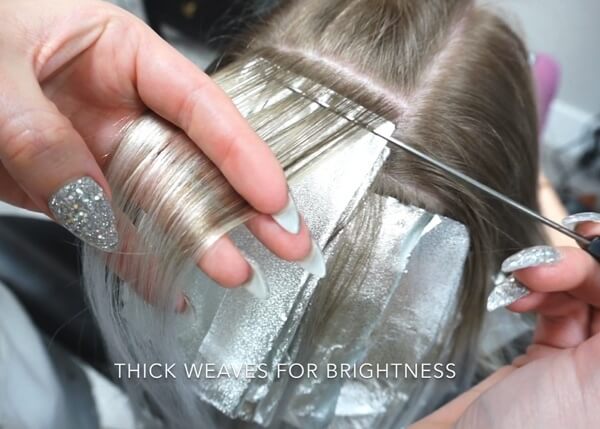 Olivia-Smalley-Demi-Liquid5 Hair being foiled with hair color
