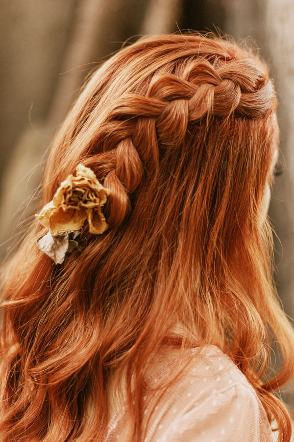 Red braided hair