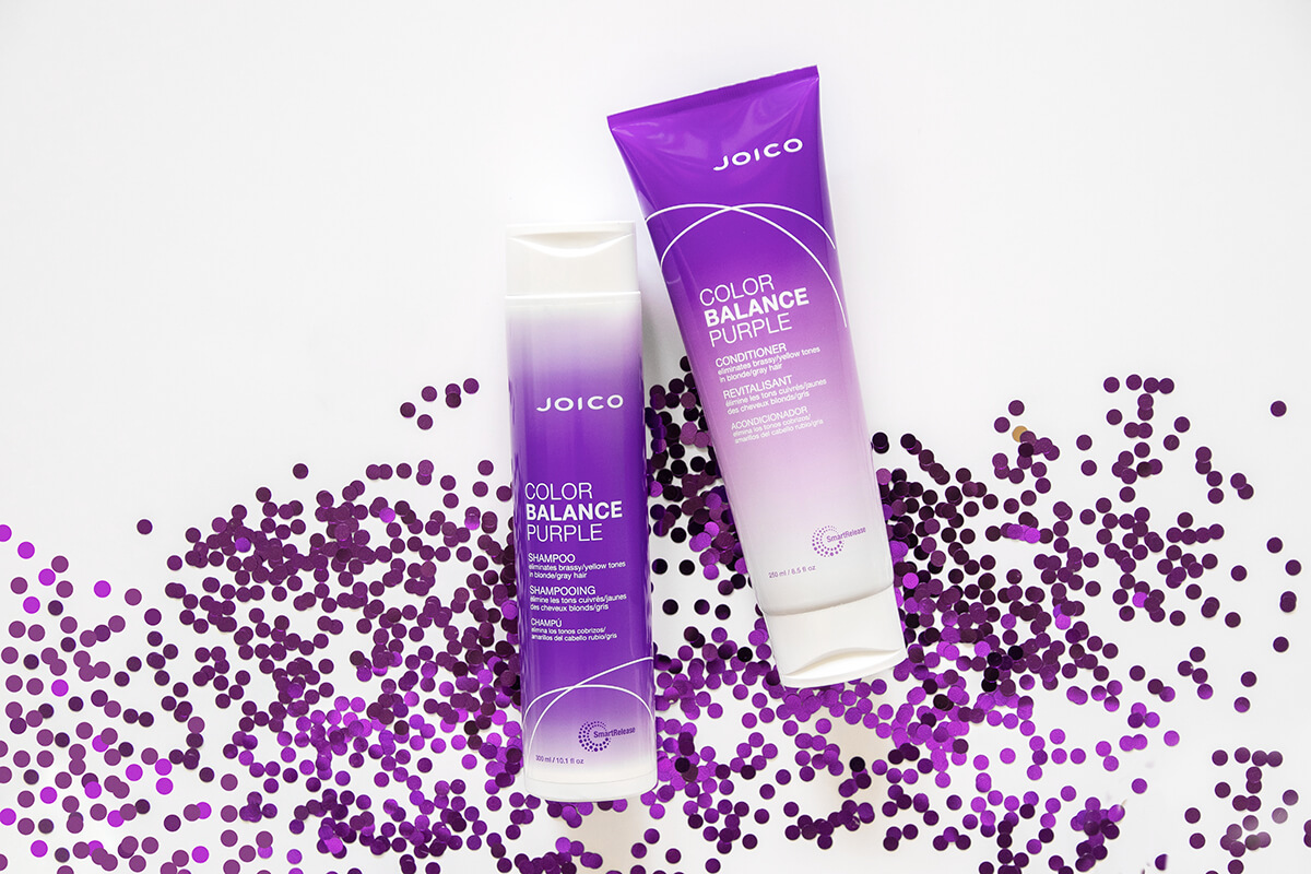 color-balance-purple-family Joico Color Balance Purple Shampoo and Conditioner bottles