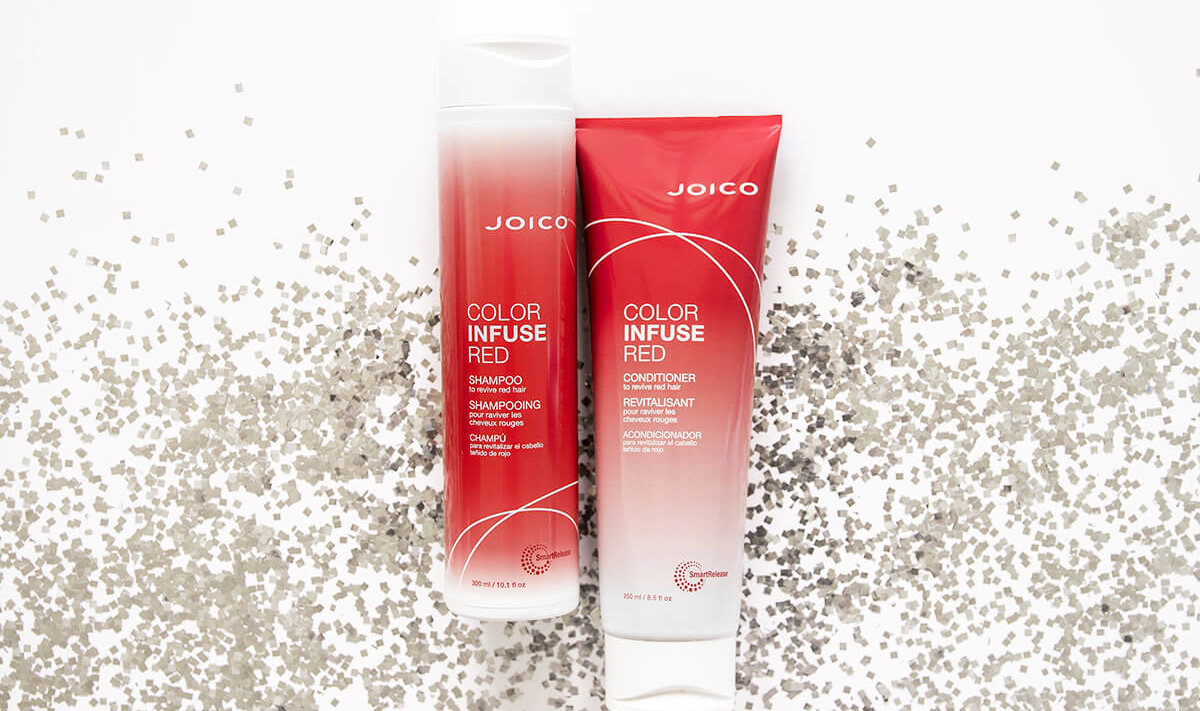 color-infuse-shampoo-conditioner Joico Color Infuse Red Shampoo and Conditioner bottles
