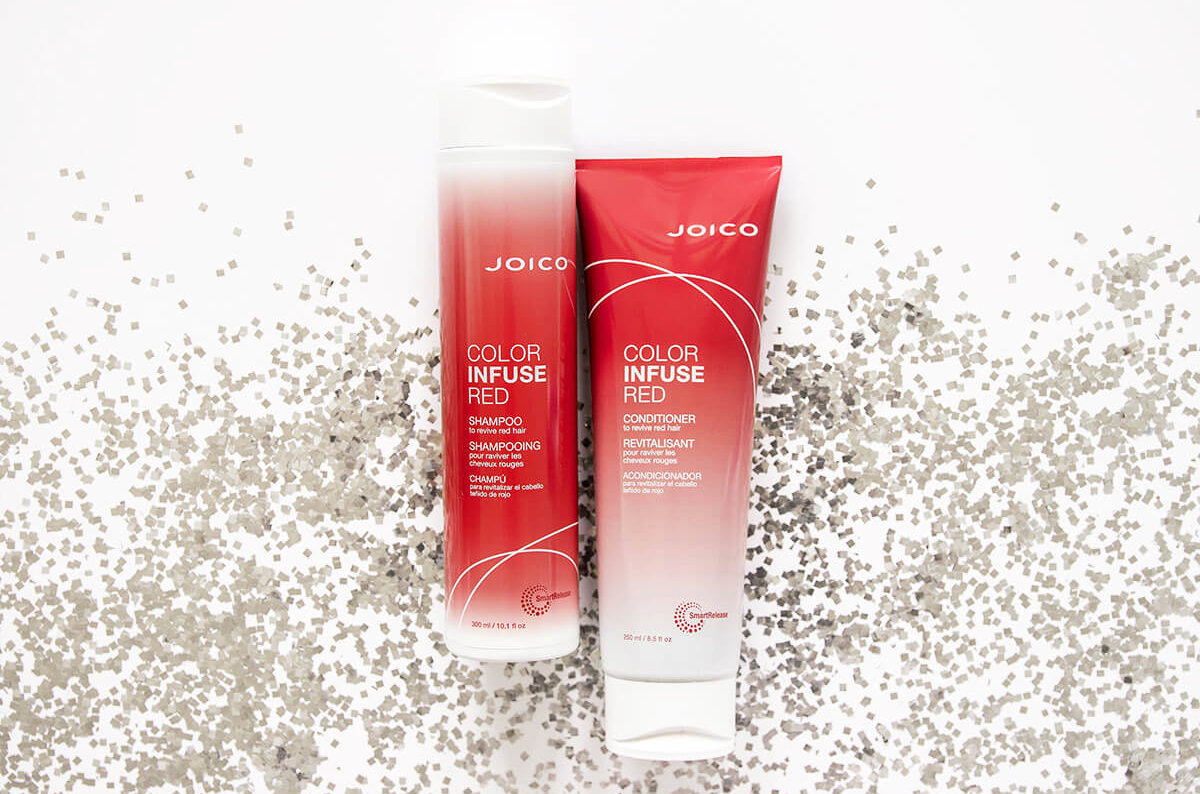 color-infuse-shampoo-conditioner Joico Color Infuse Red Shampoo and Conditioner bottles