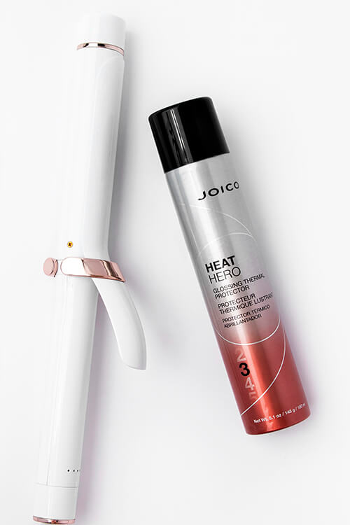 Joico Heat Hero bottle with curling iron