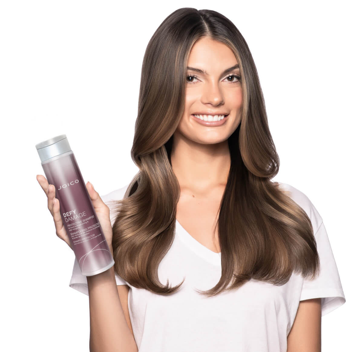 hair model holding defy damage shampoo