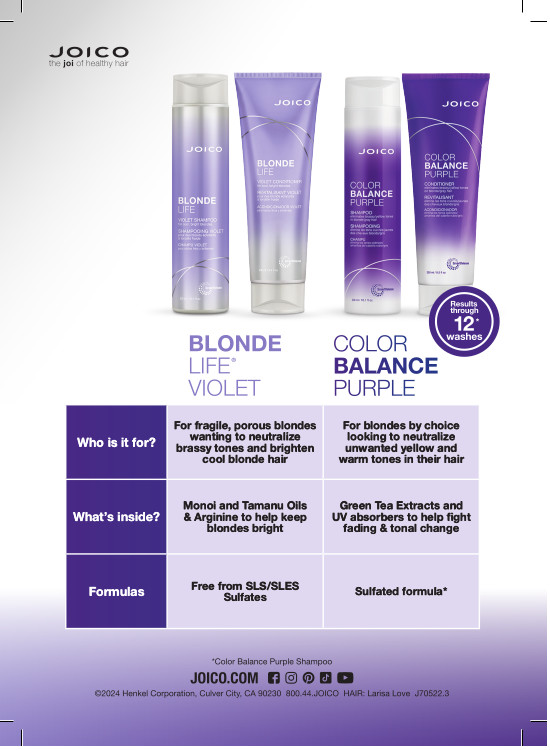 chart comparing blonde life violet to color balance purple