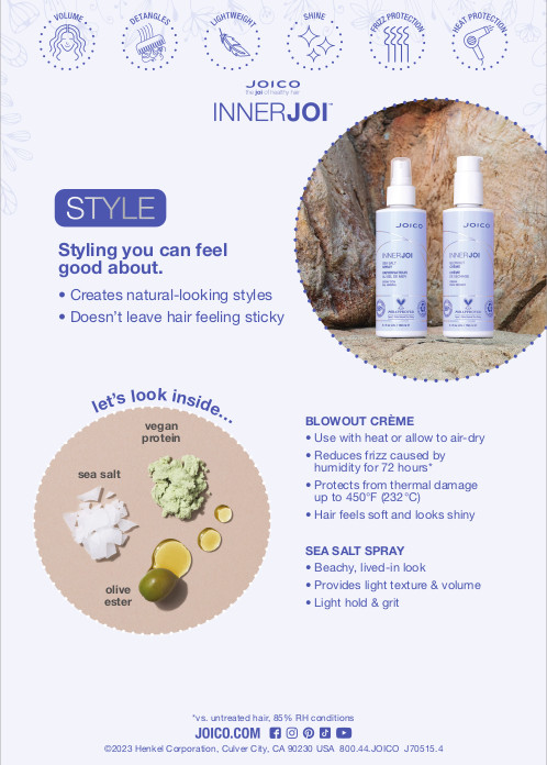 innerjoi stylers collection with featured ingredients tent card