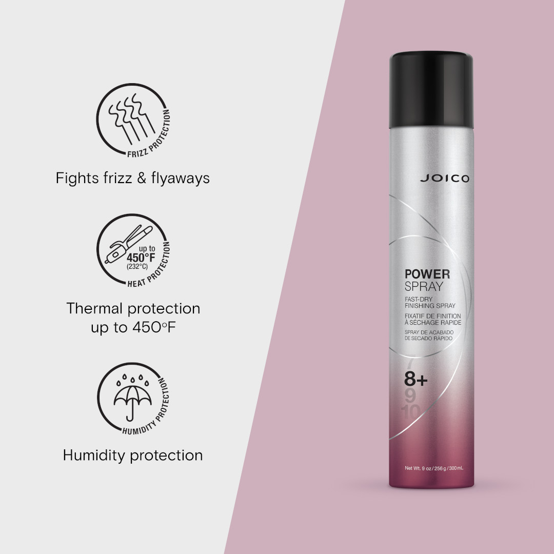 power spray can with benefits, frizz protection, thermal and humidity protection