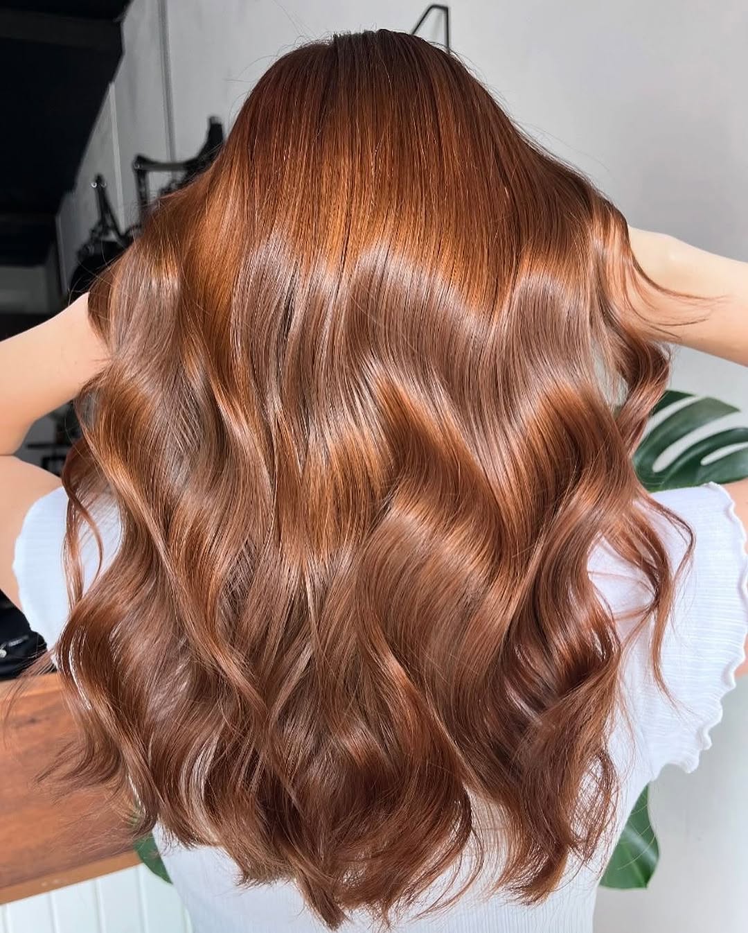 hair model with copper toned hair