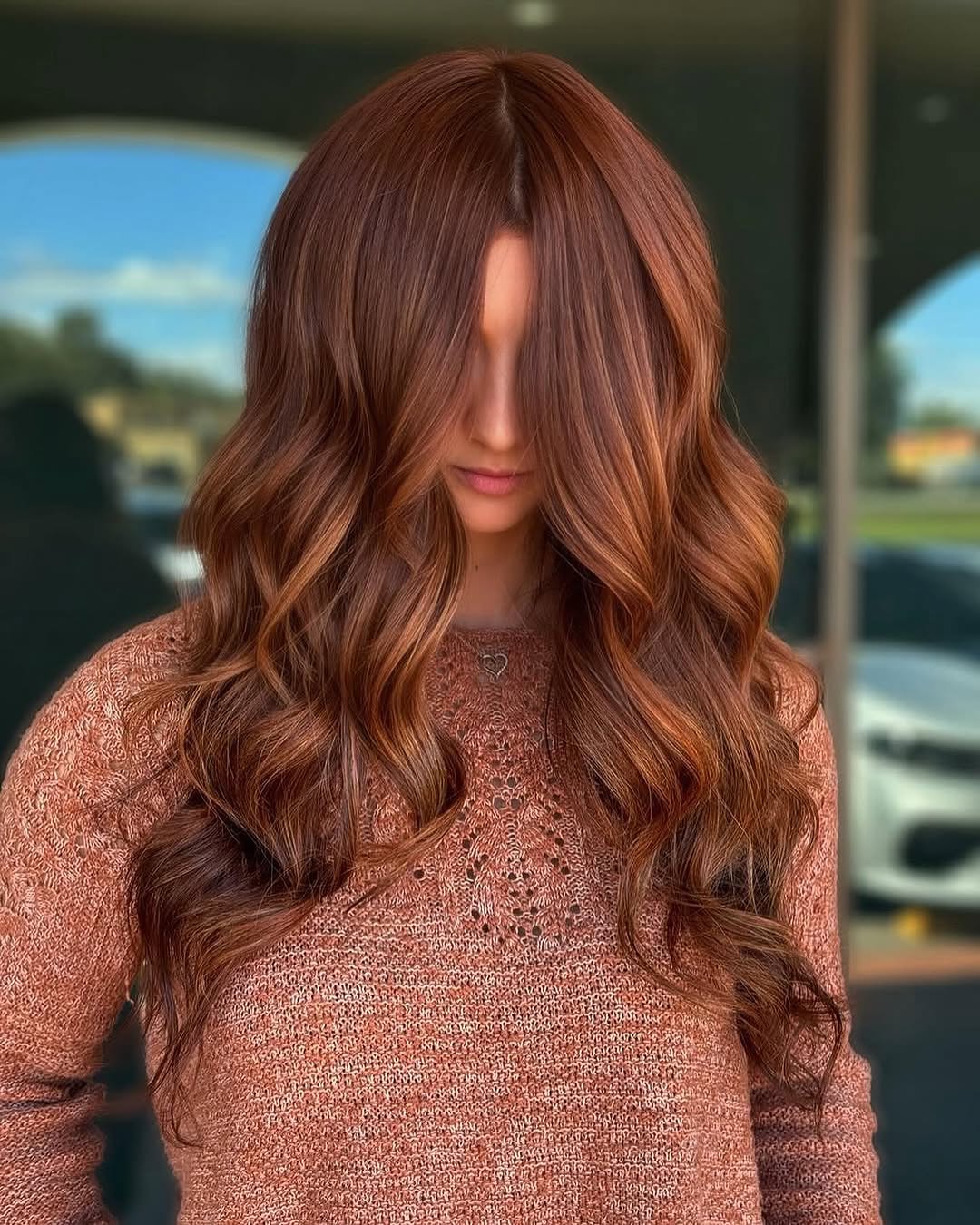 brunette with wavy ends