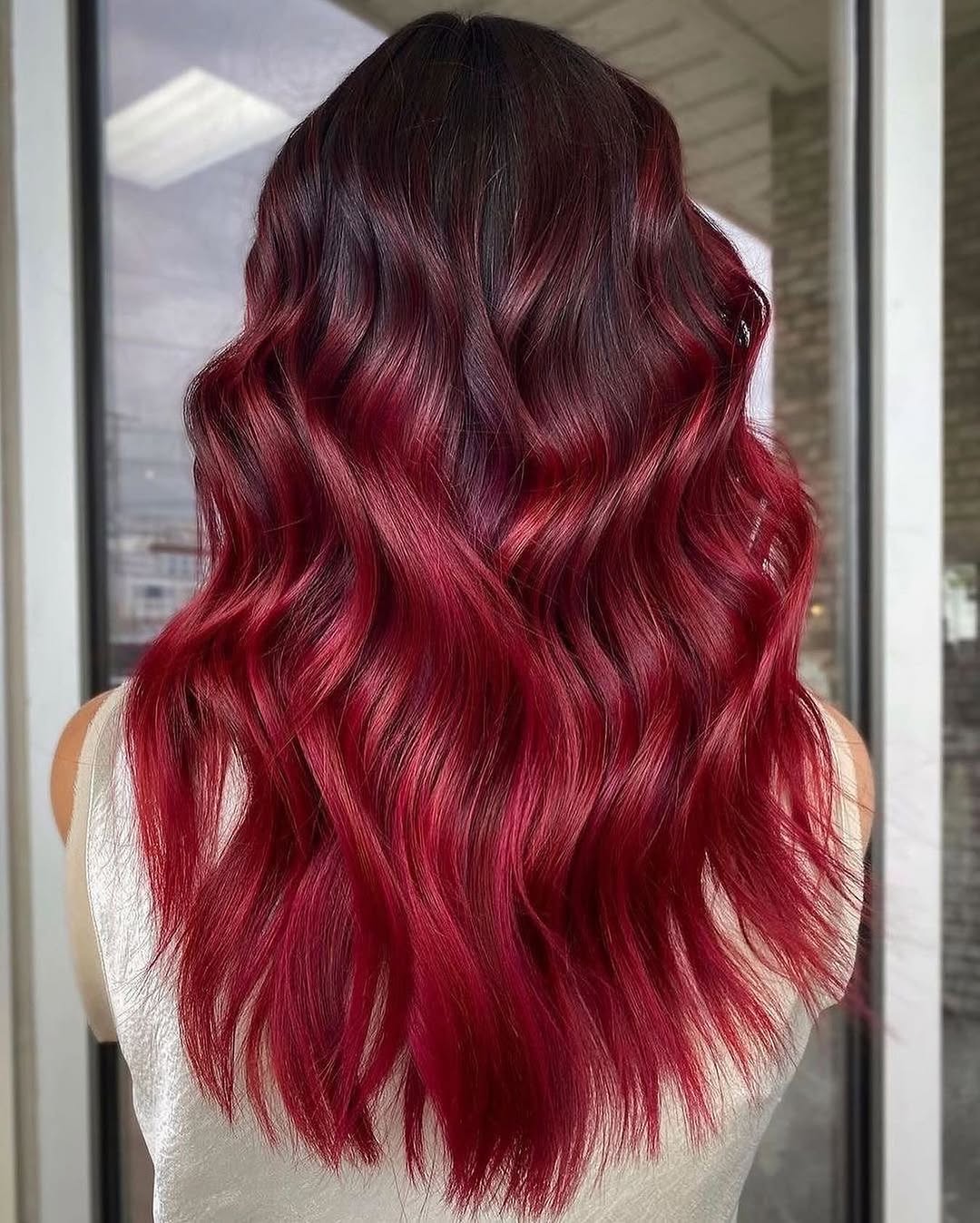 ruby red balayage