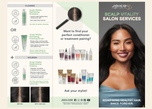 scalp vitality brochure with products, descriptions