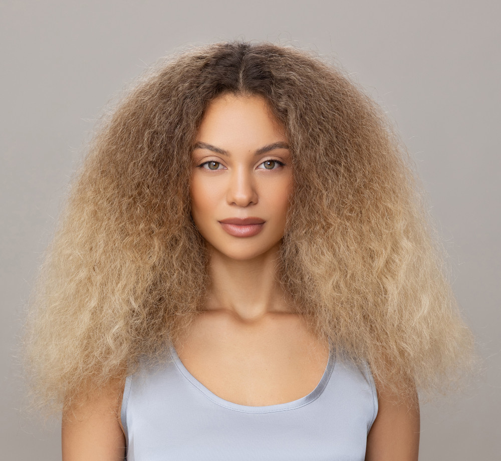 hair model before treatment