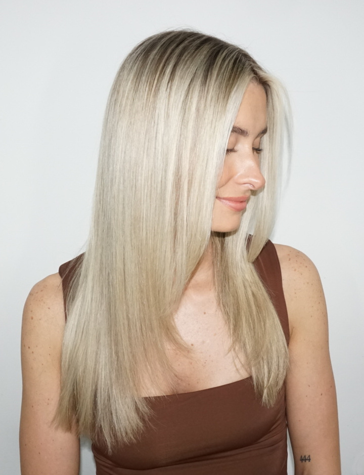 blonde model after treatment