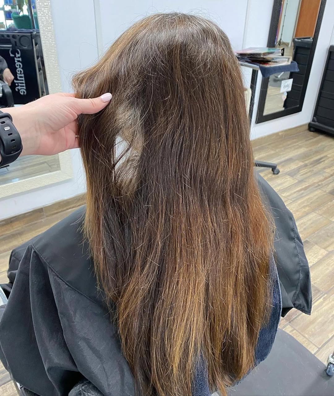 hair model before treatment