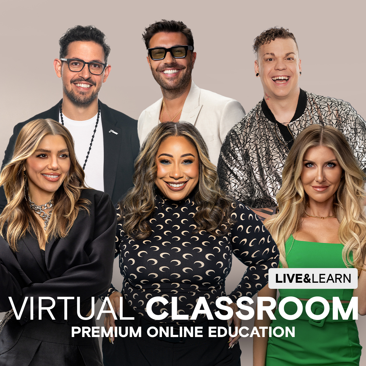 virtual classes banner featuring larisa love, richard mannah, ricardo santiago, jeannetta walker rodgers, brandon corbitt, and olivia thompson