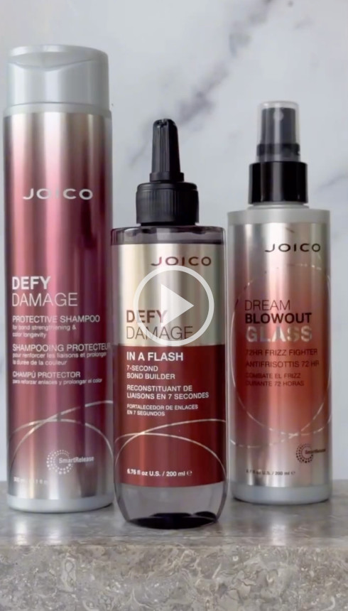 defy damage shampoo in a a flash and dream blowout glass