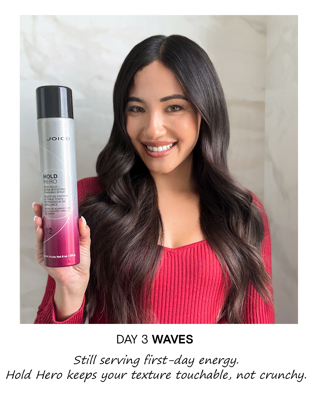 brunette model holding hold hero