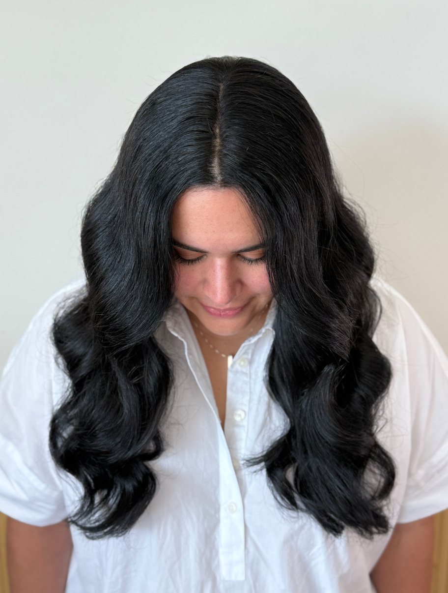 brunette before treatment