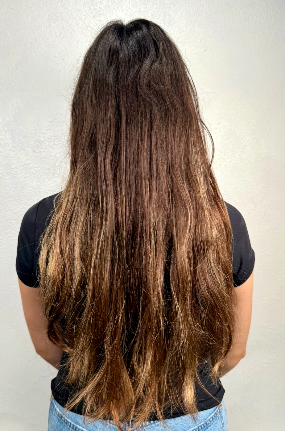 hair model before treatment