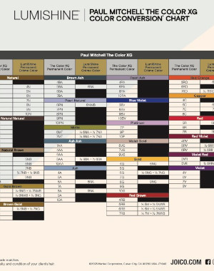 paul mitchell conversion chart